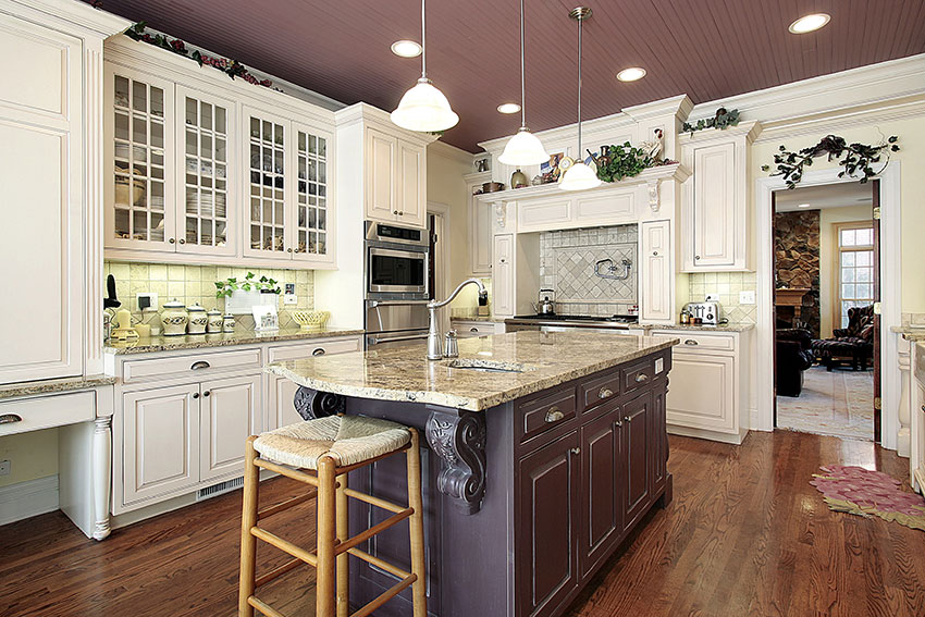 Luxury Kitchen White Melody Cabinets With Van Dyke Brown Center